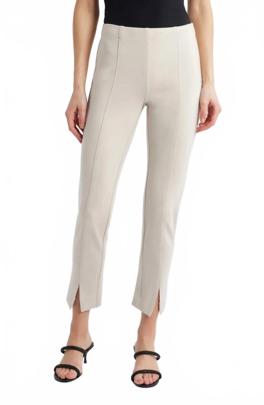 NEW APNY pull-on ponte pant with split hem in pebble